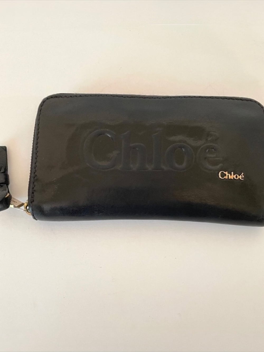 Chloè Black Leather Eclipse Zip Long Wallet